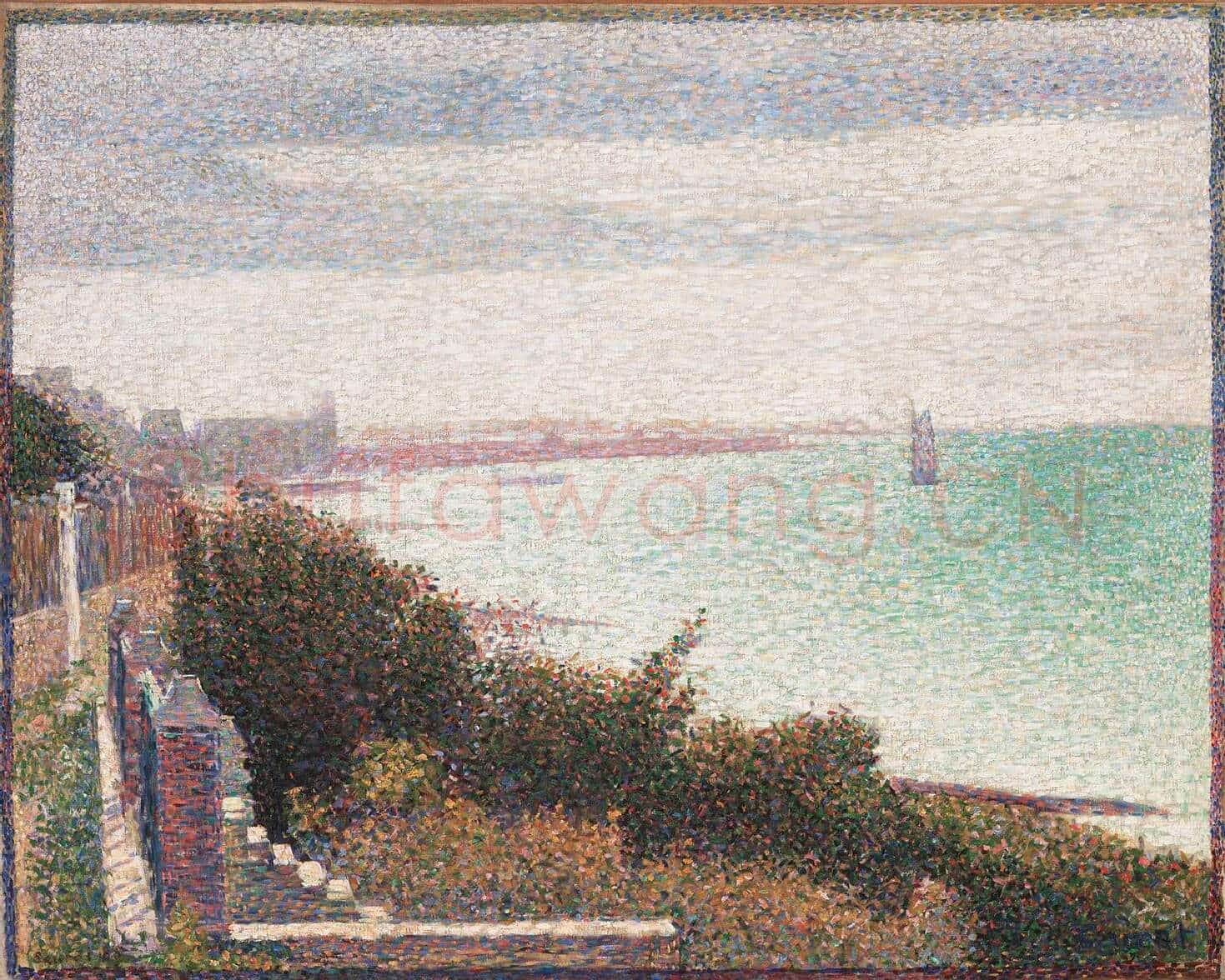 乔治·修拉点彩画《海峡风景》油画作品