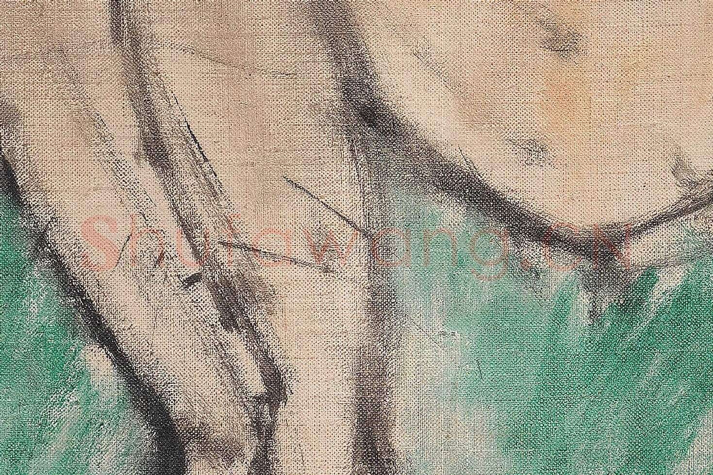 马蒂斯油画作品《浴者，仙女与牧神》高清大图局部 (4)