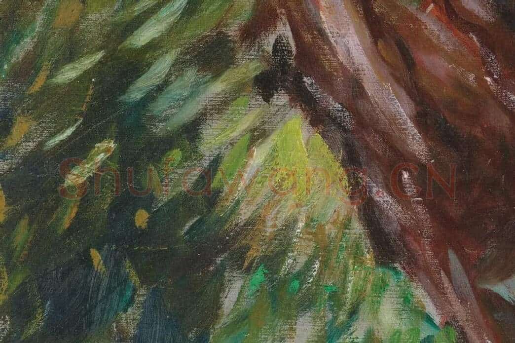 萨金特印象派风格油画作品《两个打阳伞的女孩》局部 (1)