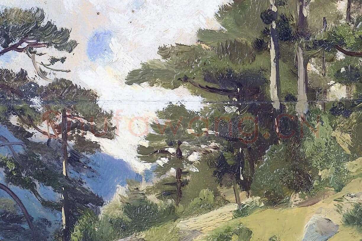 希施金松树林油画风景局部 (4)