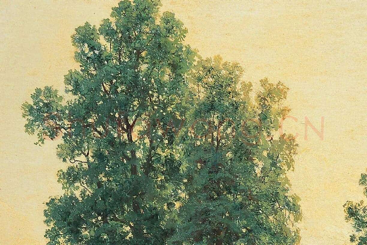 希施金树林与草地风风景画作品局部 (5)