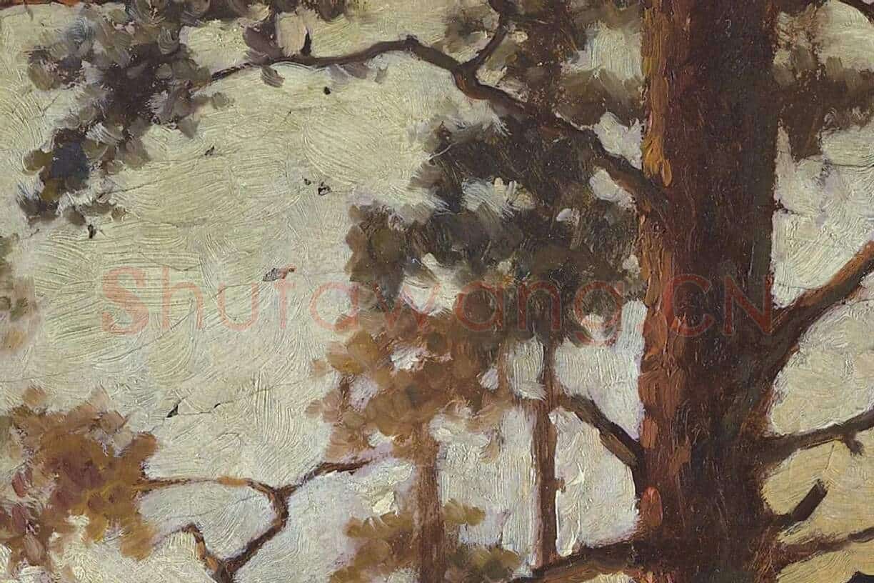 希施金油画风景 森林日落局部 (1)