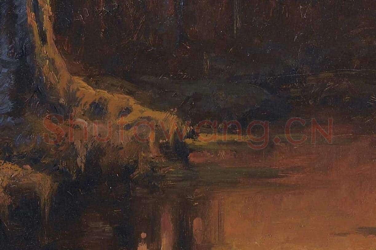 希施金油画风景 森林日落局部 (5)