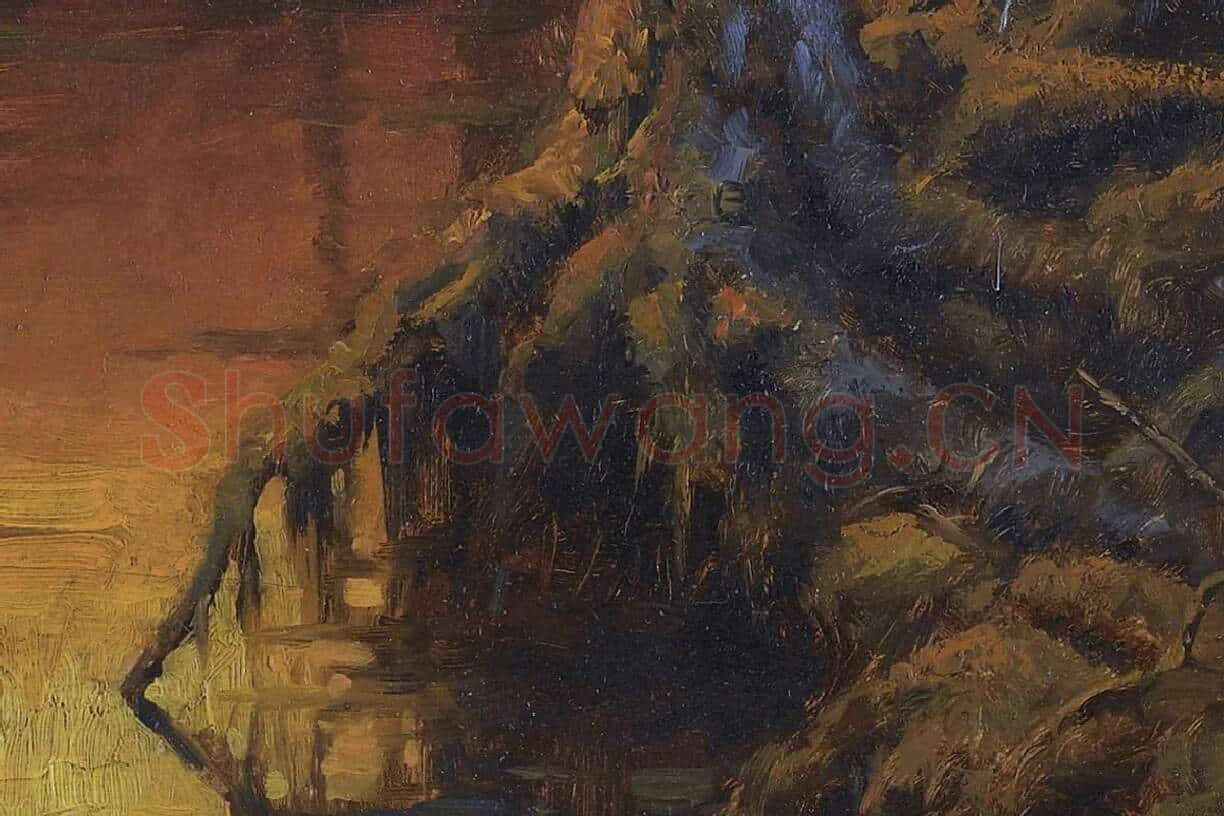 希施金油画风景 森林日落局部 (6)
