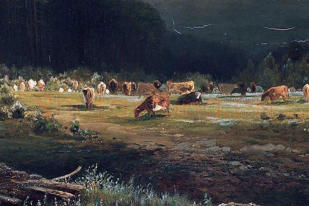 希施金油画牧场的森林风景局部 (1)