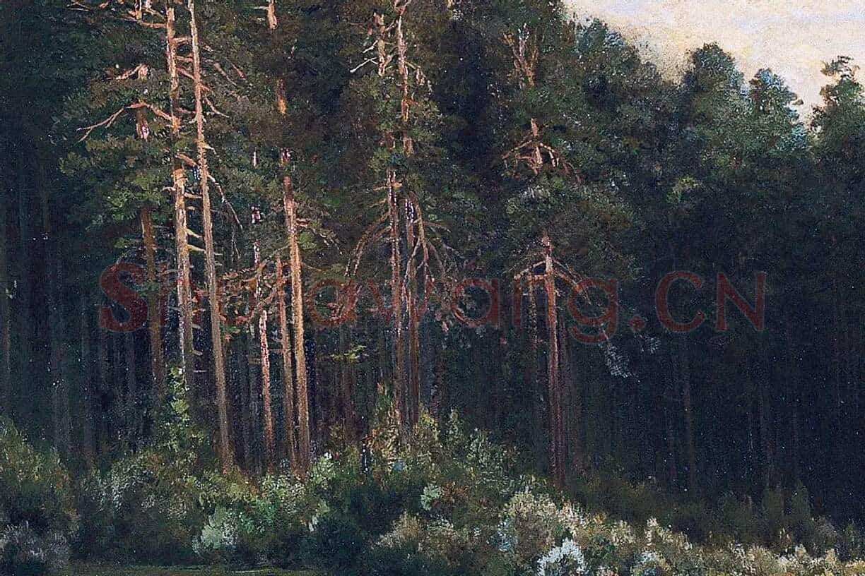 希施金油画牧场的森林风景局部 (4)