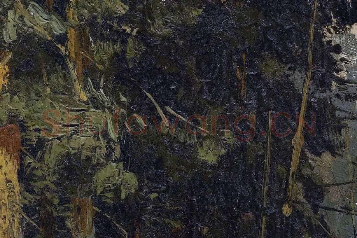 希施金油画风景森林中的小溪局部细节 (7)