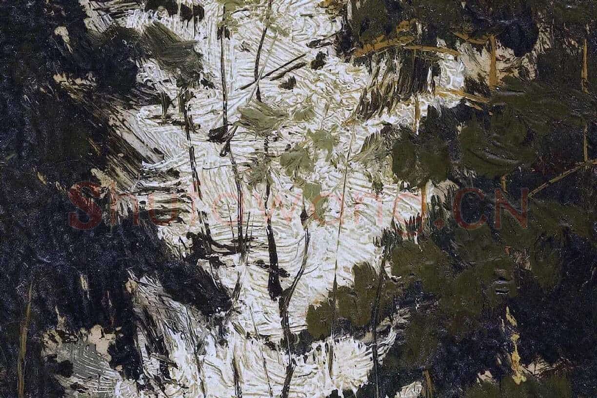 希施金油画风景森林中的小溪局部细节 (9)