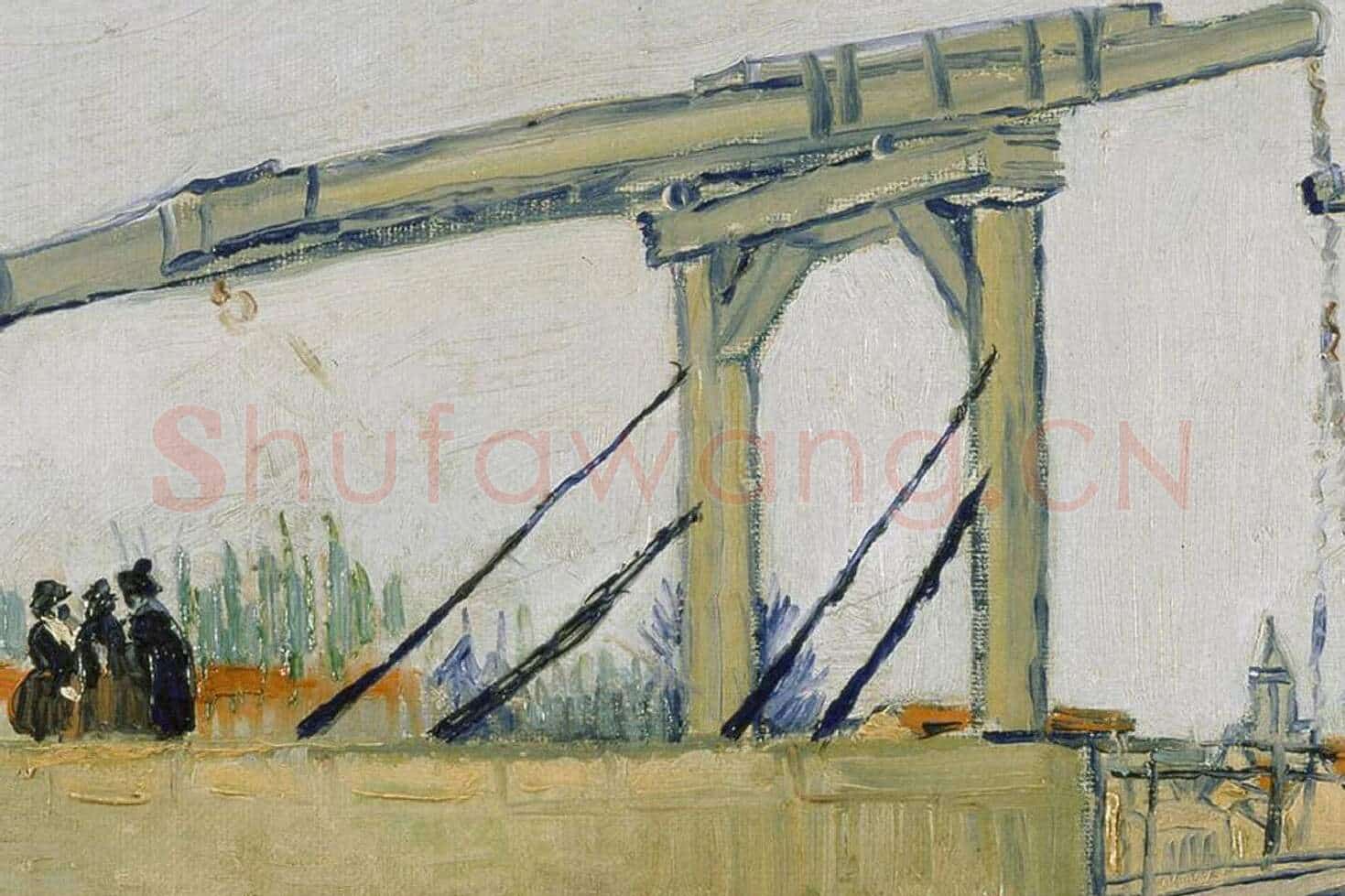 梵高油画风景《朗格卢瓦桥》局部 (2)