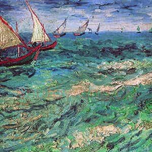 梵高油画海景《海上的帆船》