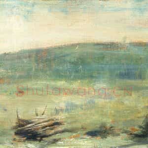 修拉油画风景作品《圣图安风景》