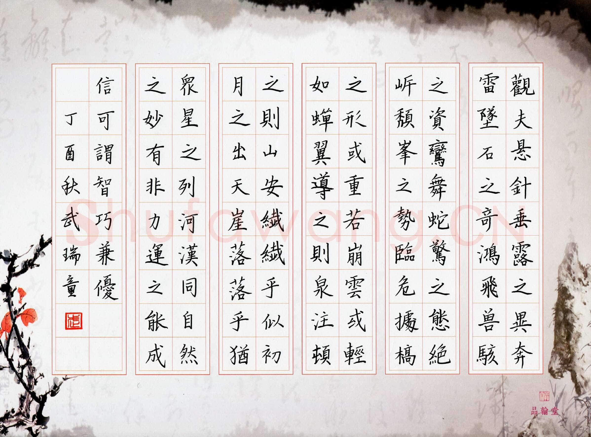 武瑞童(少儿组 13岁 铜奖)硬笔书法大赛获奖作品,武瑞童硬笔书法作品